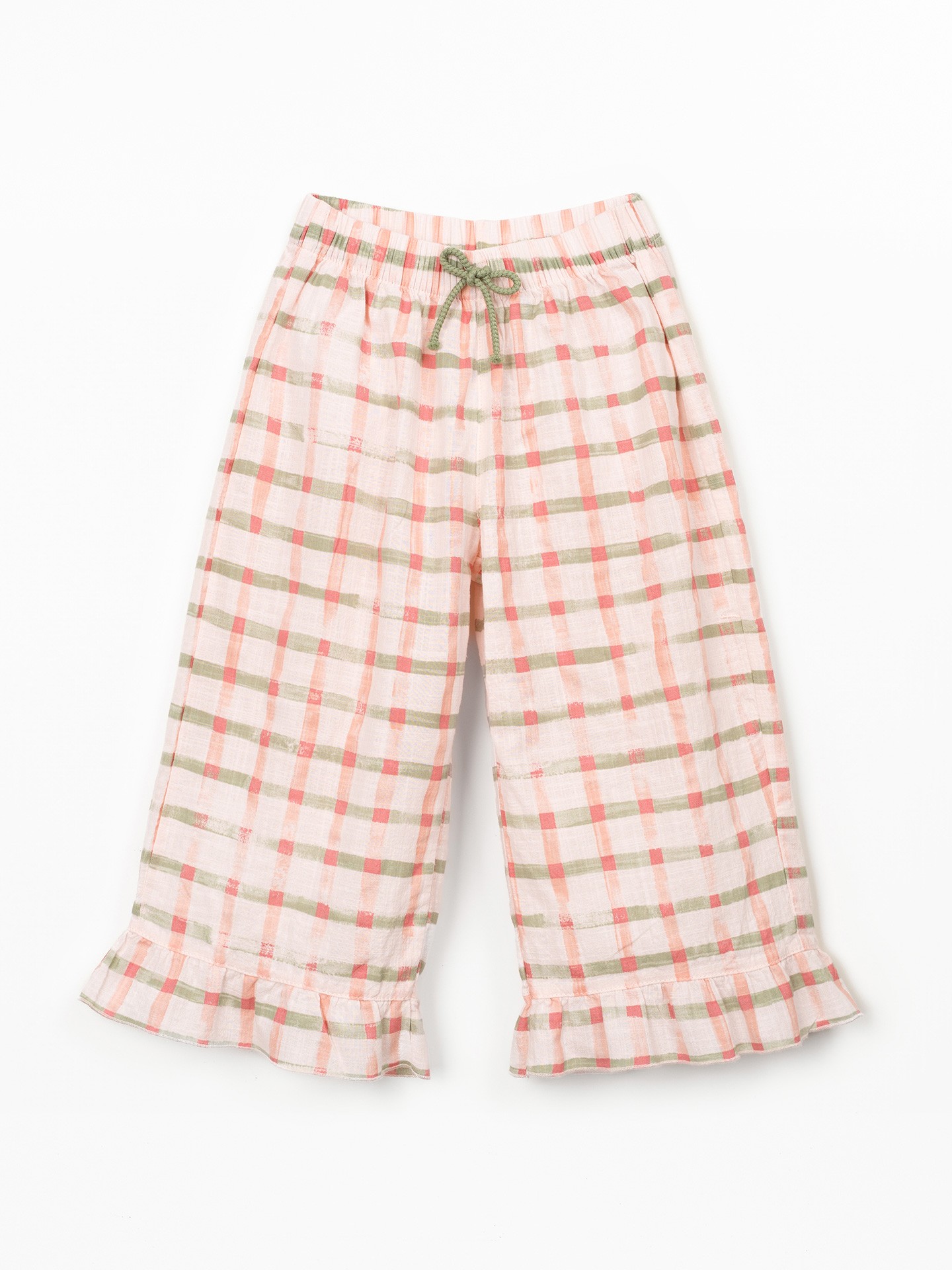 Fabric trousers with checkered print