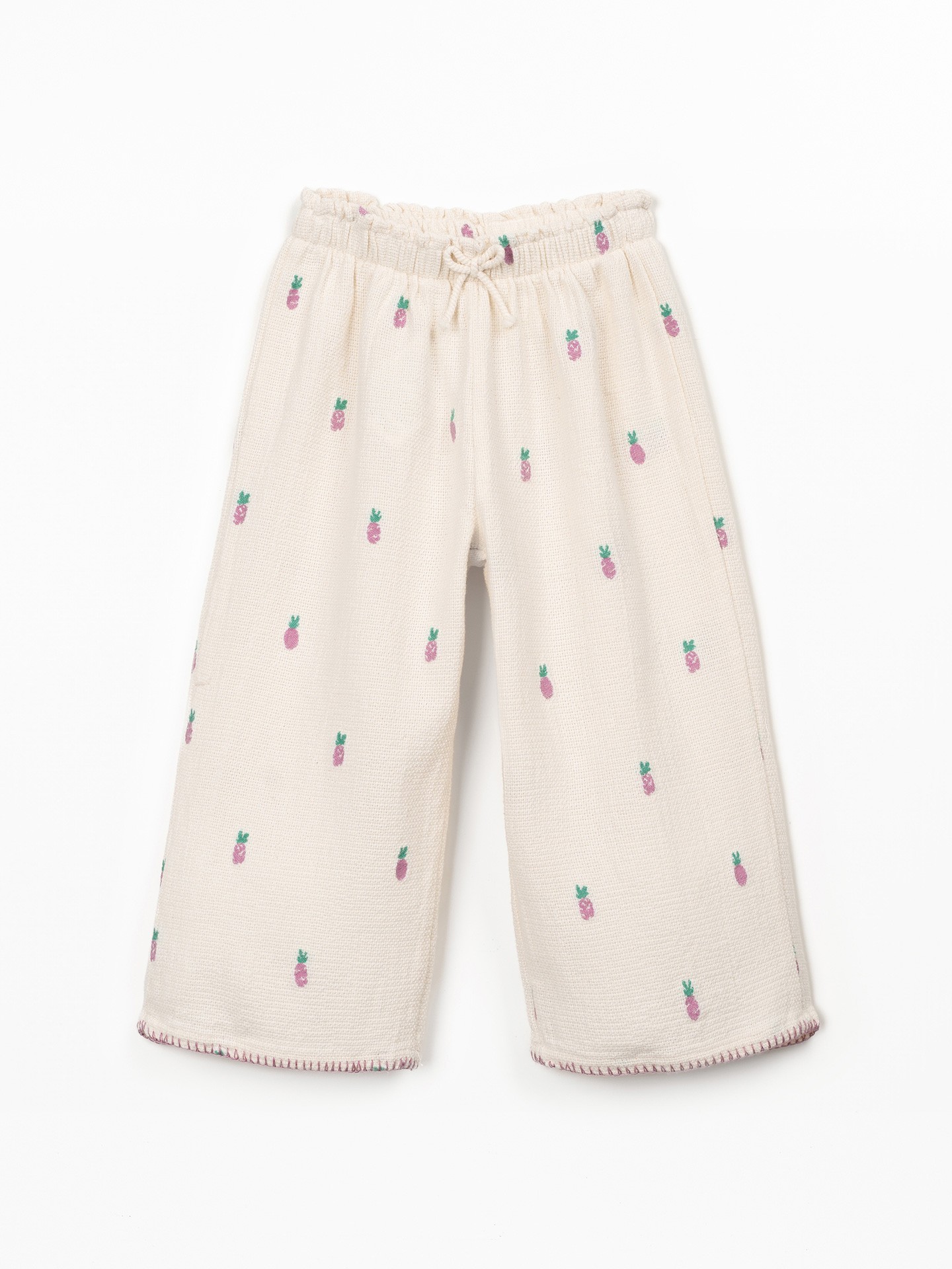 Printed fabric trousers with pineapples