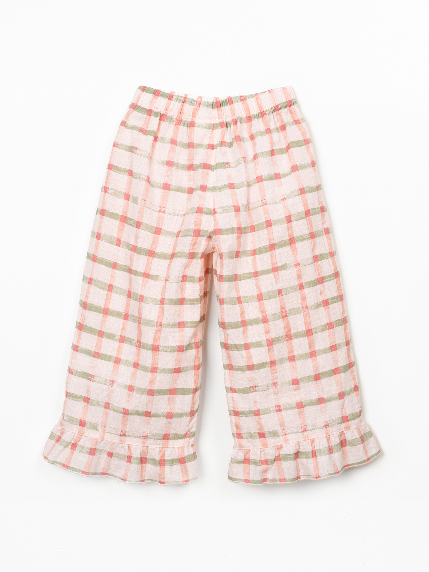 Fabric trousers with checkered print