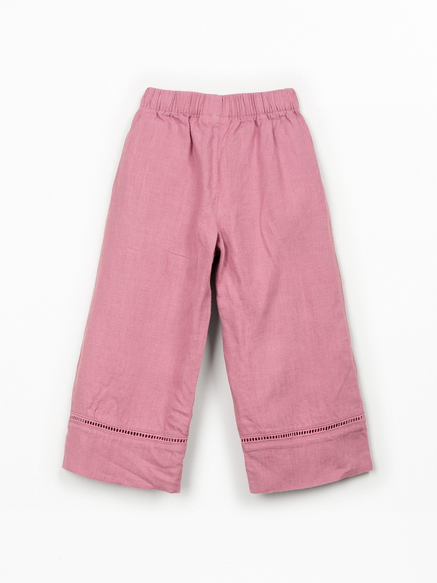 Calça em linho com cinto elástico