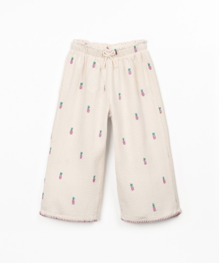 Printed fabric trousers with pineapples