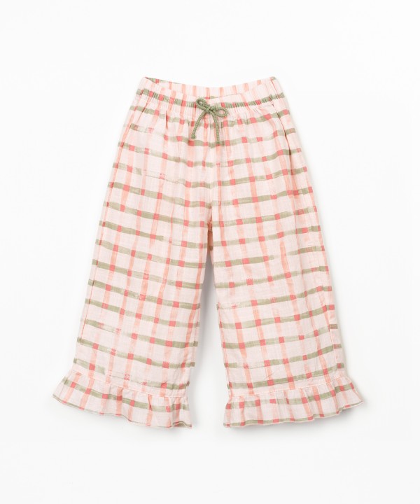 Fabric trousers with checkered print