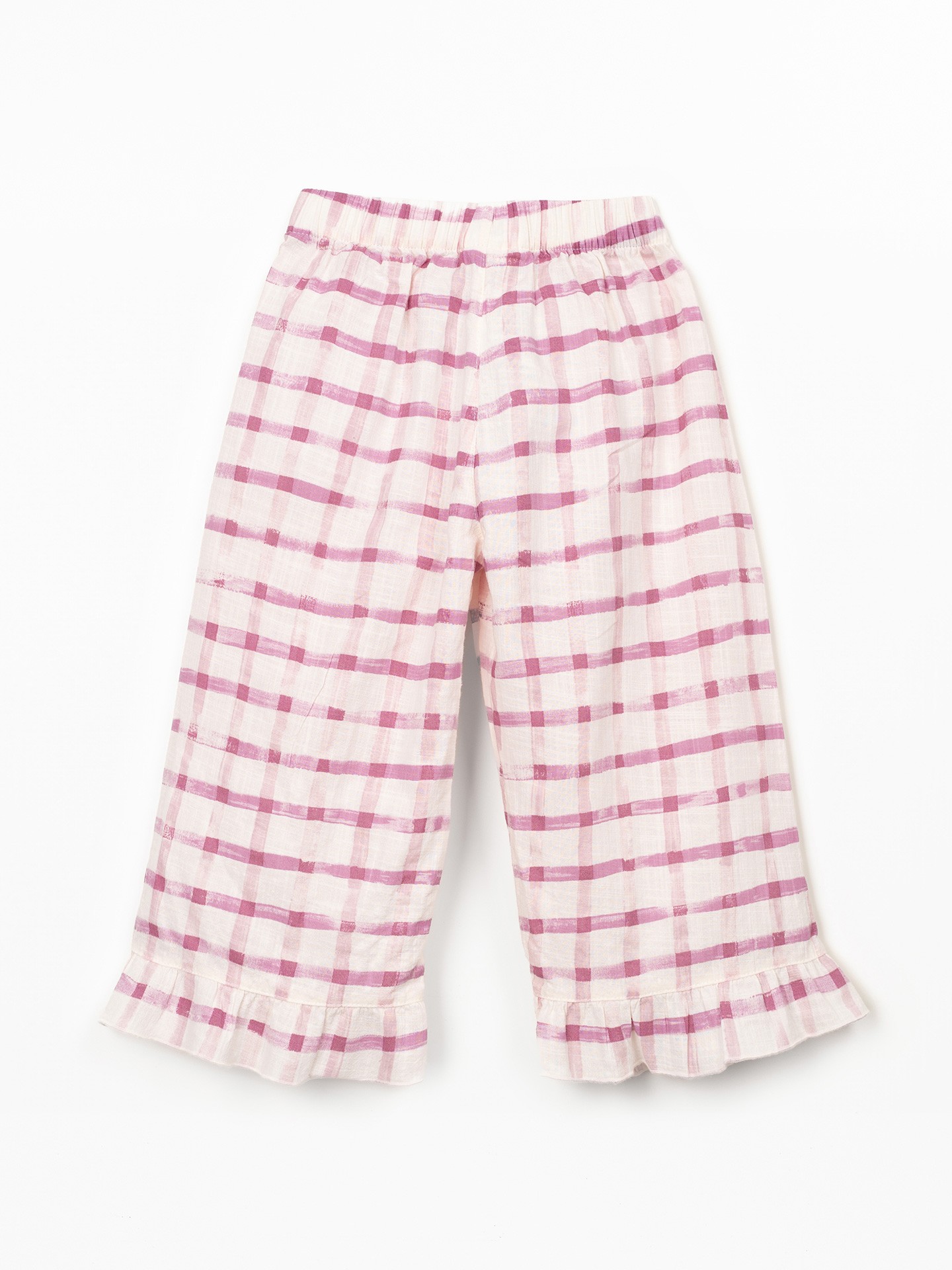 Fabric trousers with checkered print
