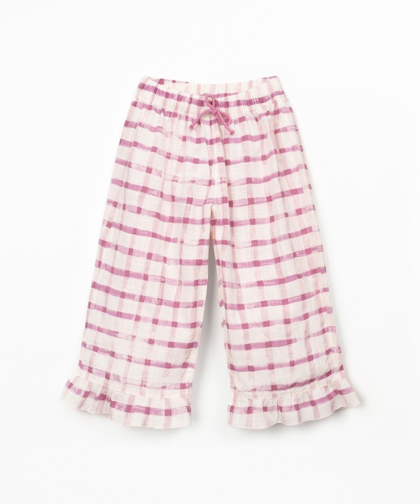 Fabric trousers with checkered print