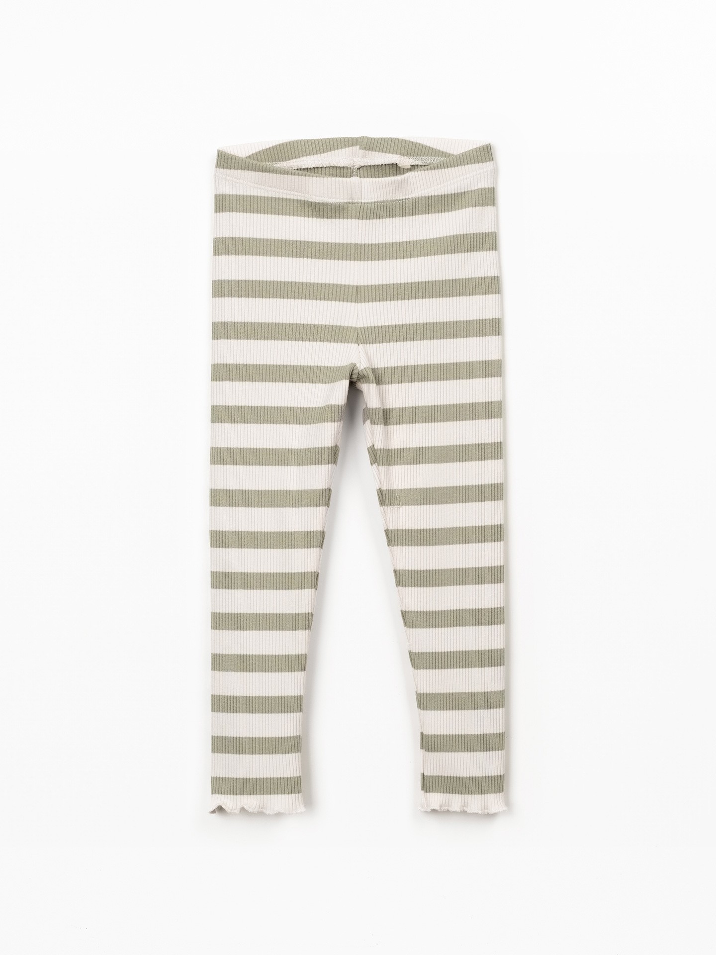 Leggings às riscas em mistura de algodão e modal