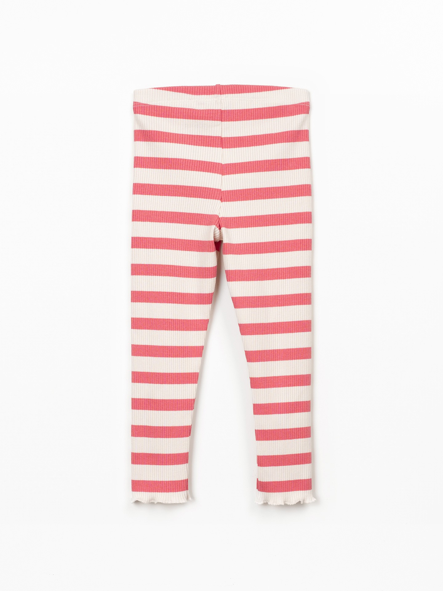 Leggings às riscas em mistura de algodão e modal