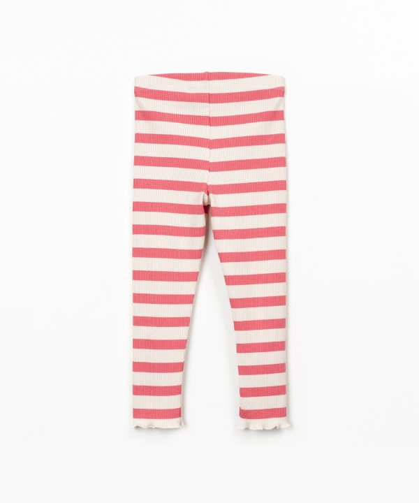 Leggings às riscas em mistura de algodão e modal