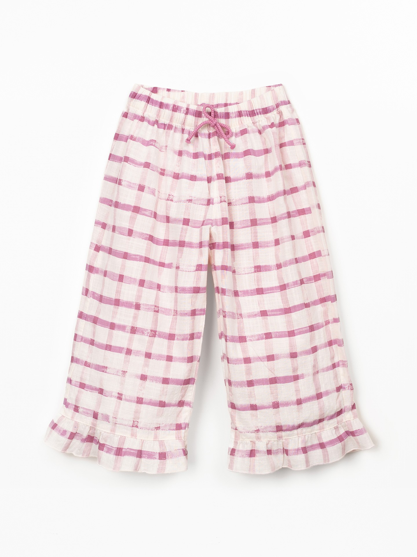 Fabric trousers with checkered print