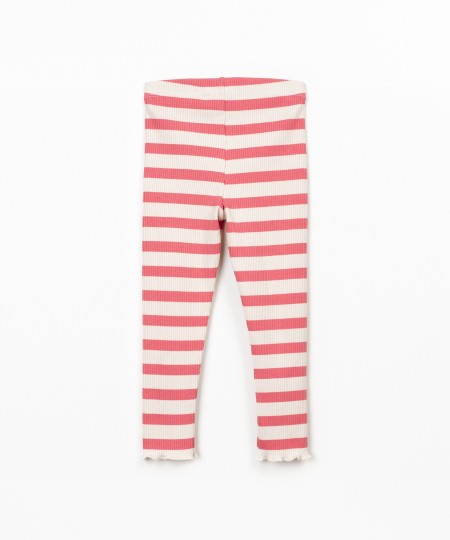 Leggings às riscas em mistura de algodão e modal