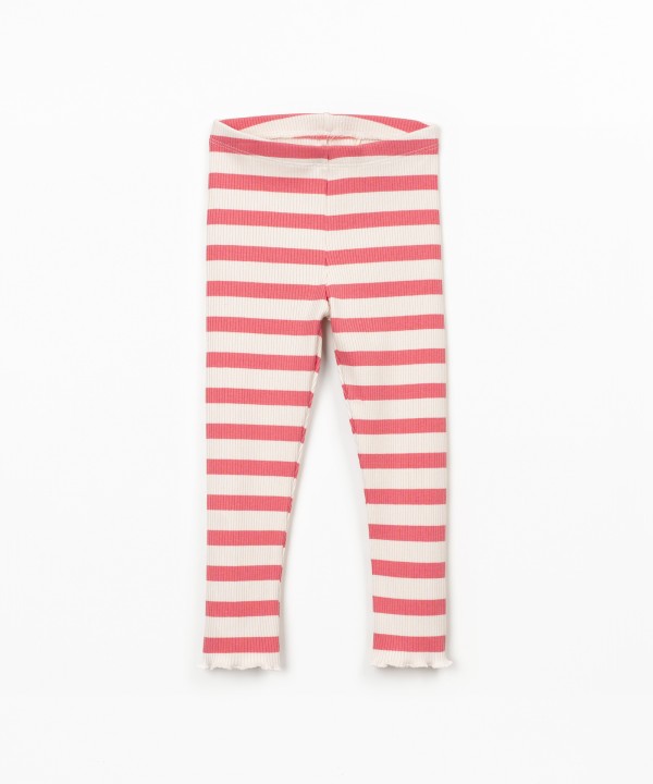 Leggings às riscas em mistura de algodão e modal