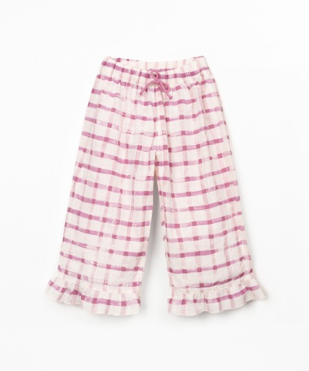 Fabric trousers with checkered print