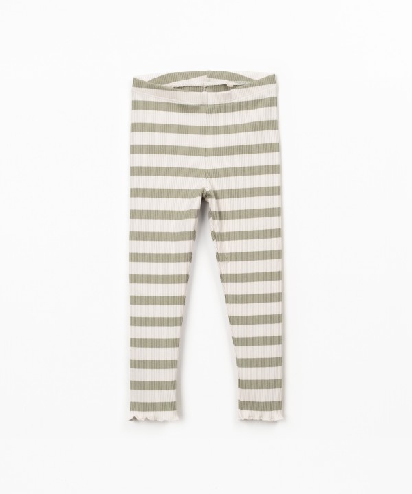 Leggings �s riscas em mistura de algod�o e modal
