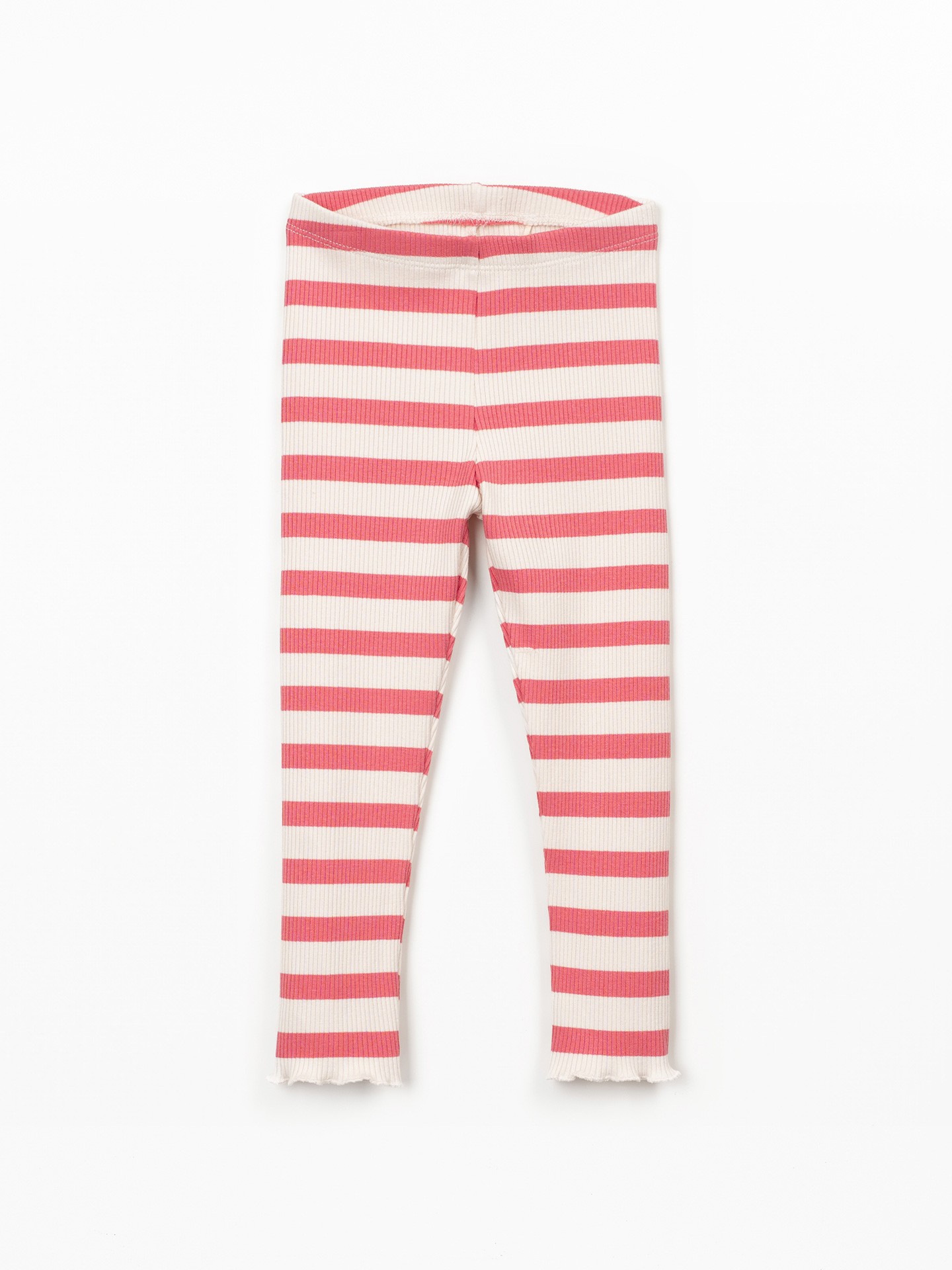 Leggings às riscas em mistura de algodão e modal