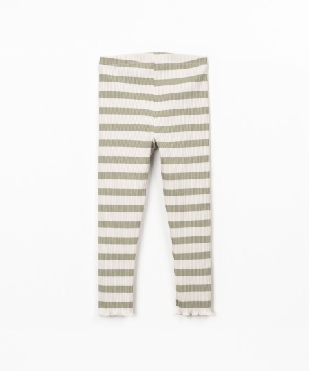 Leggings às riscas em mistura de algodão e modal