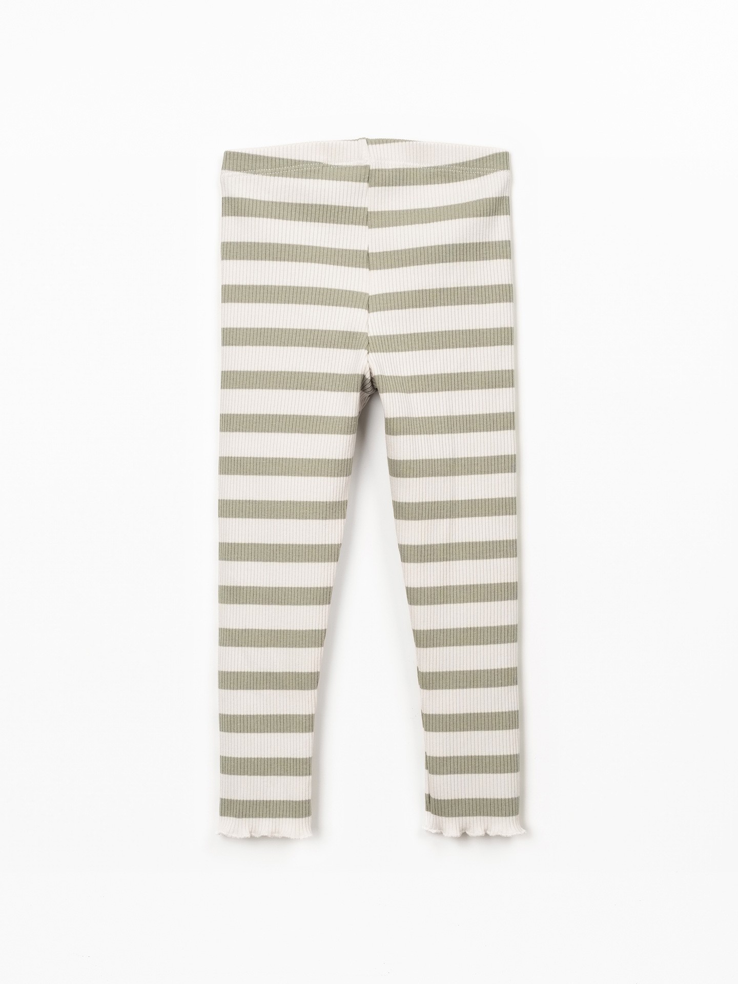 Leggings às riscas em mistura de algodão e modal