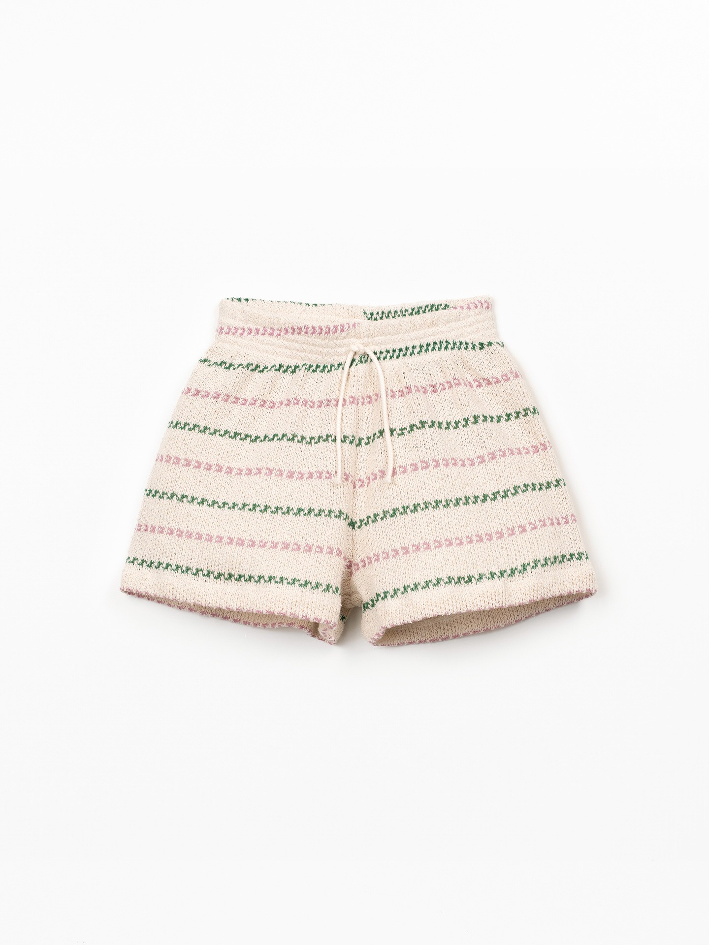 Shorts with Re(Play) yarn and striped pattern