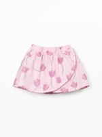 Saia calção de algodão orgânico com estampado de tulipas Saia calção de algodão orgânico com estampado de tulipas