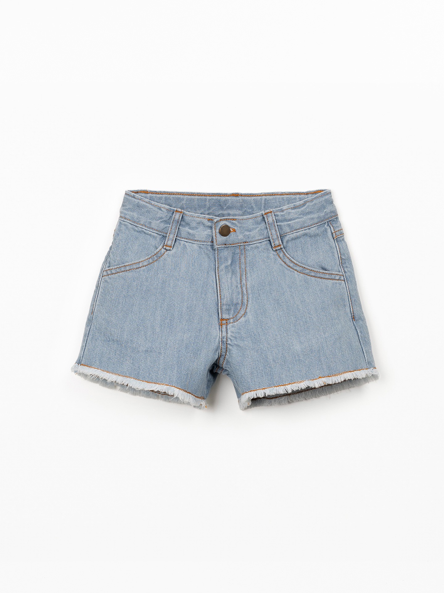 Cotton denim shorts with pockets