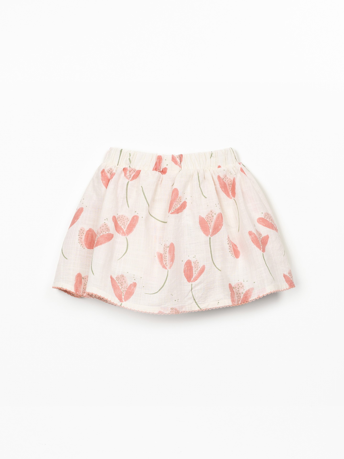 Saia calção de algodão orgânico com estampado de tulipas