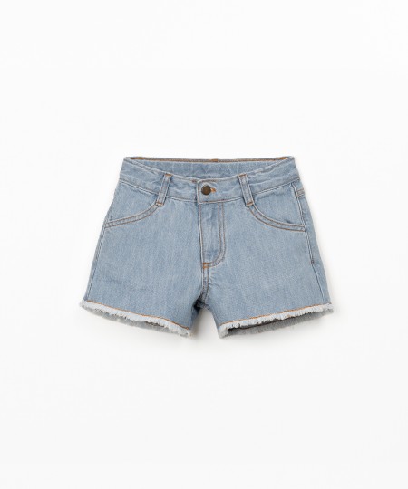 Cotton denim shorts with pockets