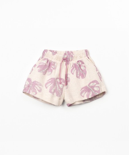 Pantaloncini con stampa di monstera