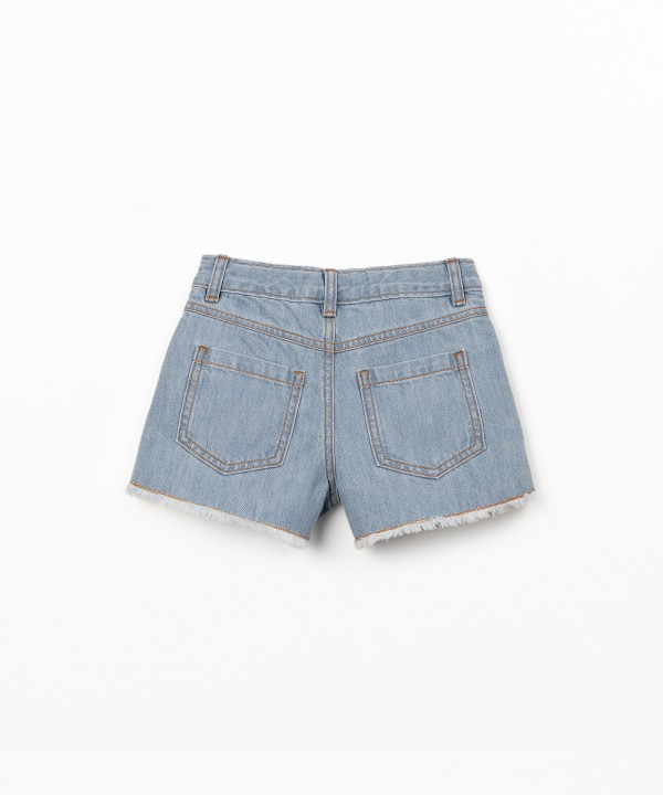 Cotton denim shorts with pockets