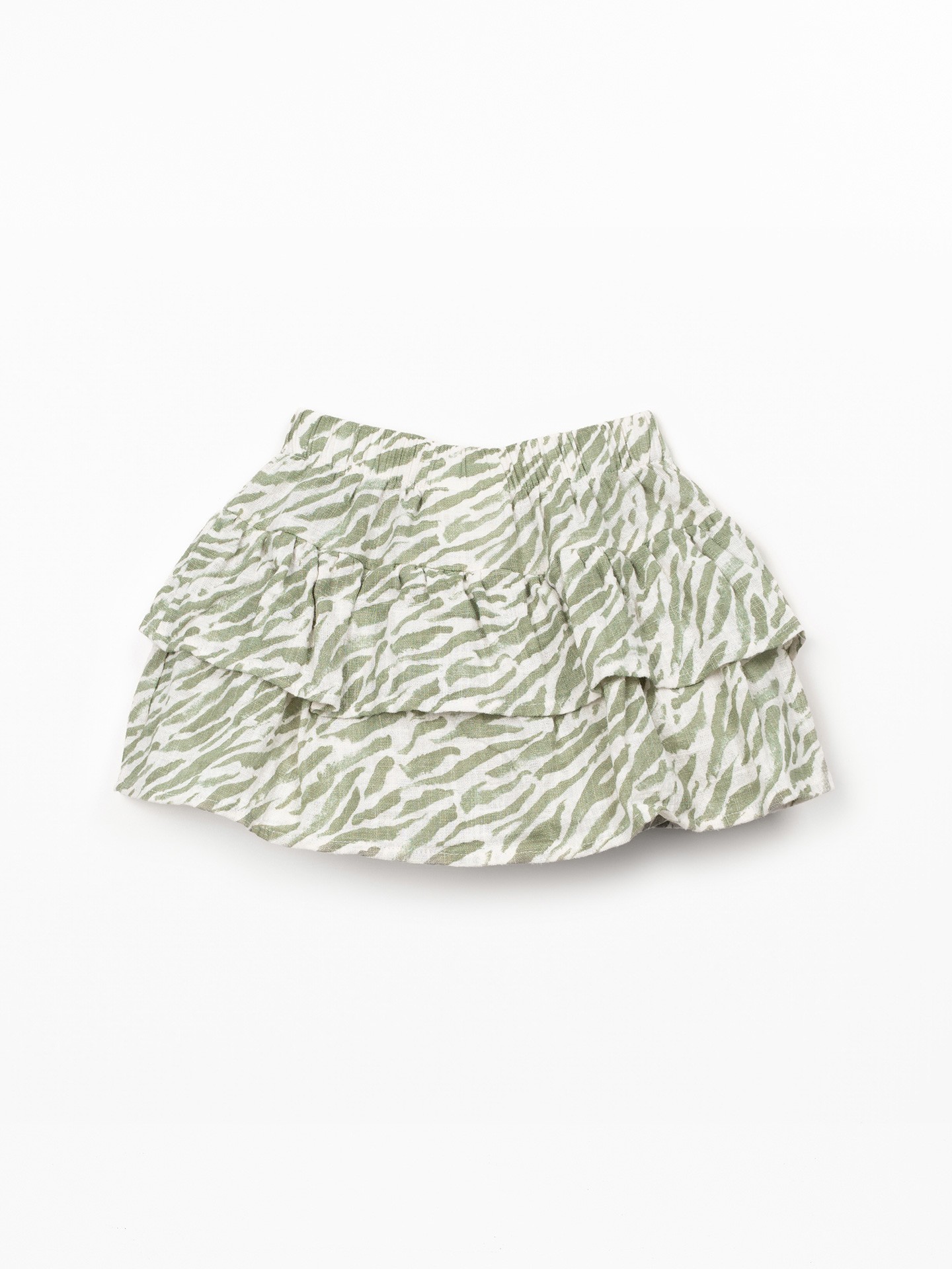 Saia em tecido de algodão orgânico com folhos