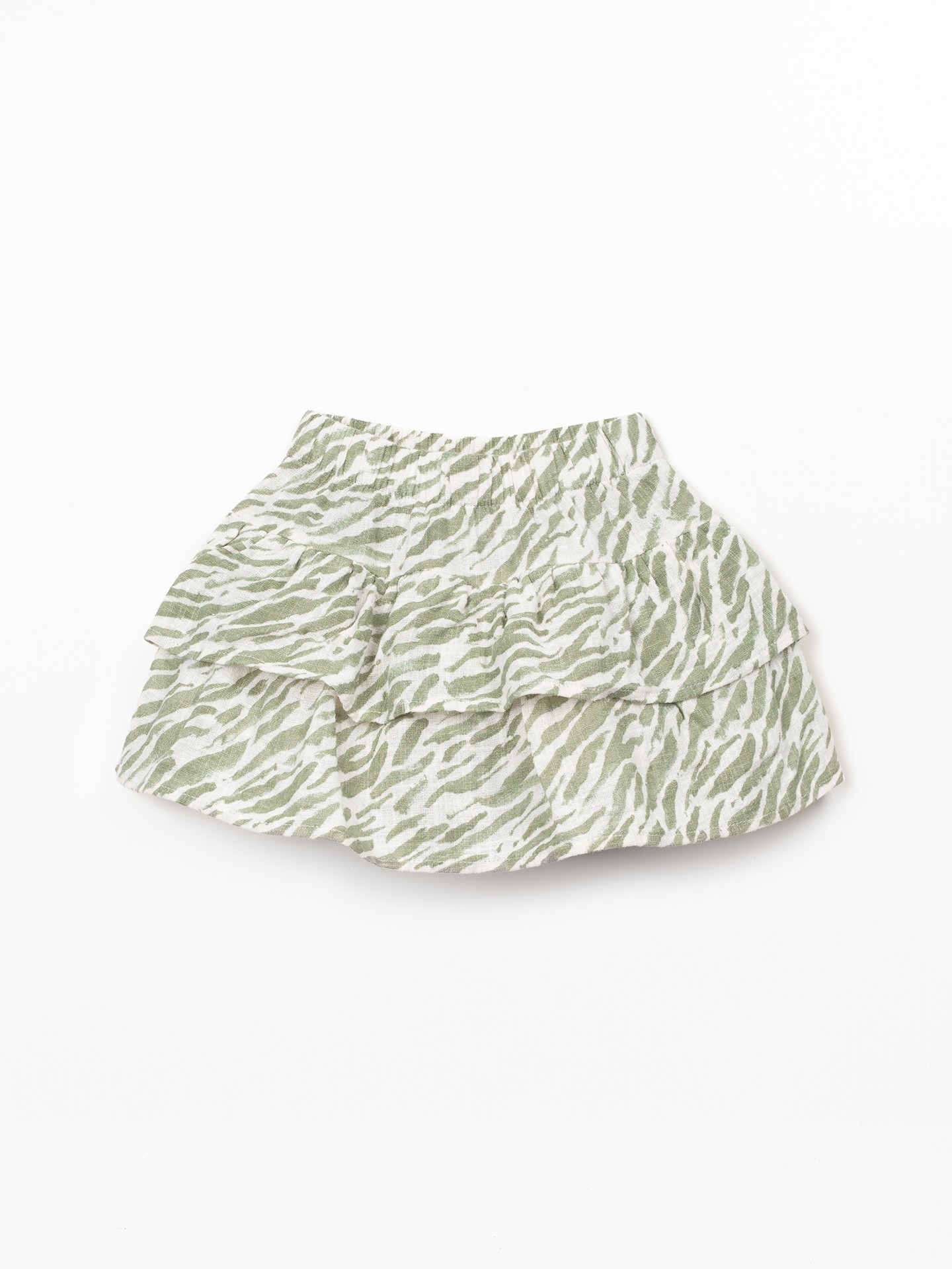 Saia em tecido de algodão orgânico com folhos