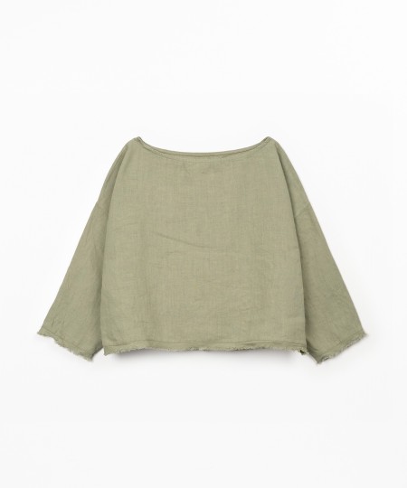 Linen sweater with boat neckline