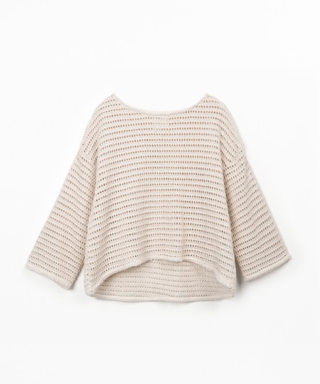 Knit sweater with recycled cotton