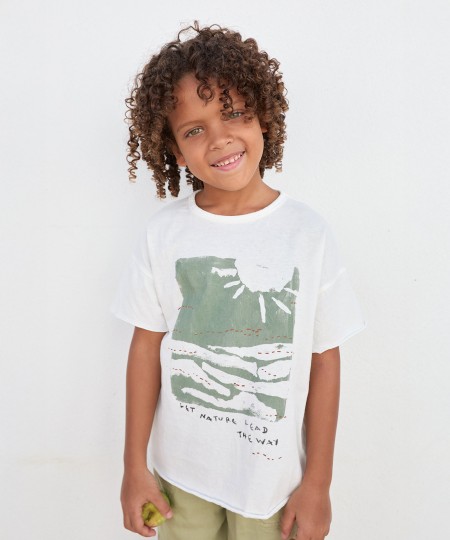 T-shirt de malha com mistura de algod�o org�nico e algod�o reciclado