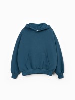 Cotton knit sweater with brushed interior