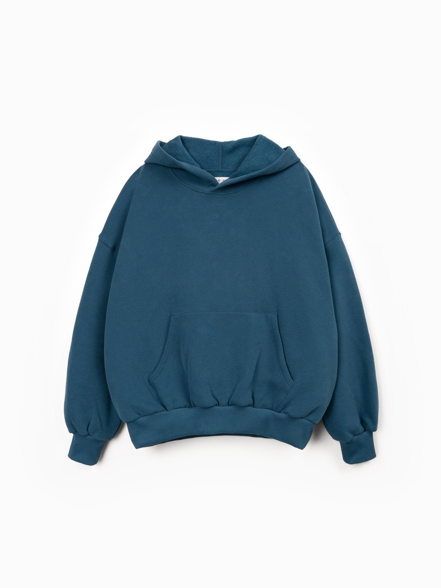 Cotton knit sweater with brushed interior
