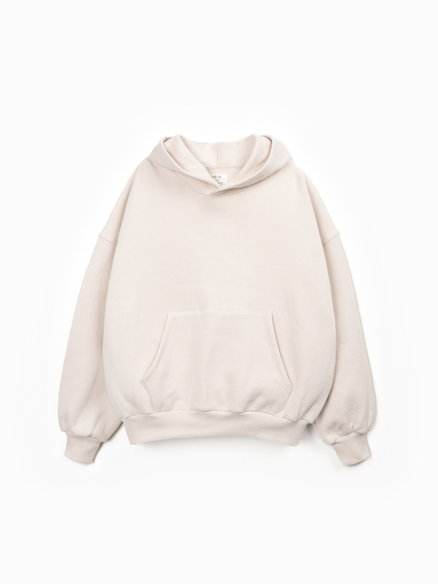 Cotton knit sweater with brushed interior
