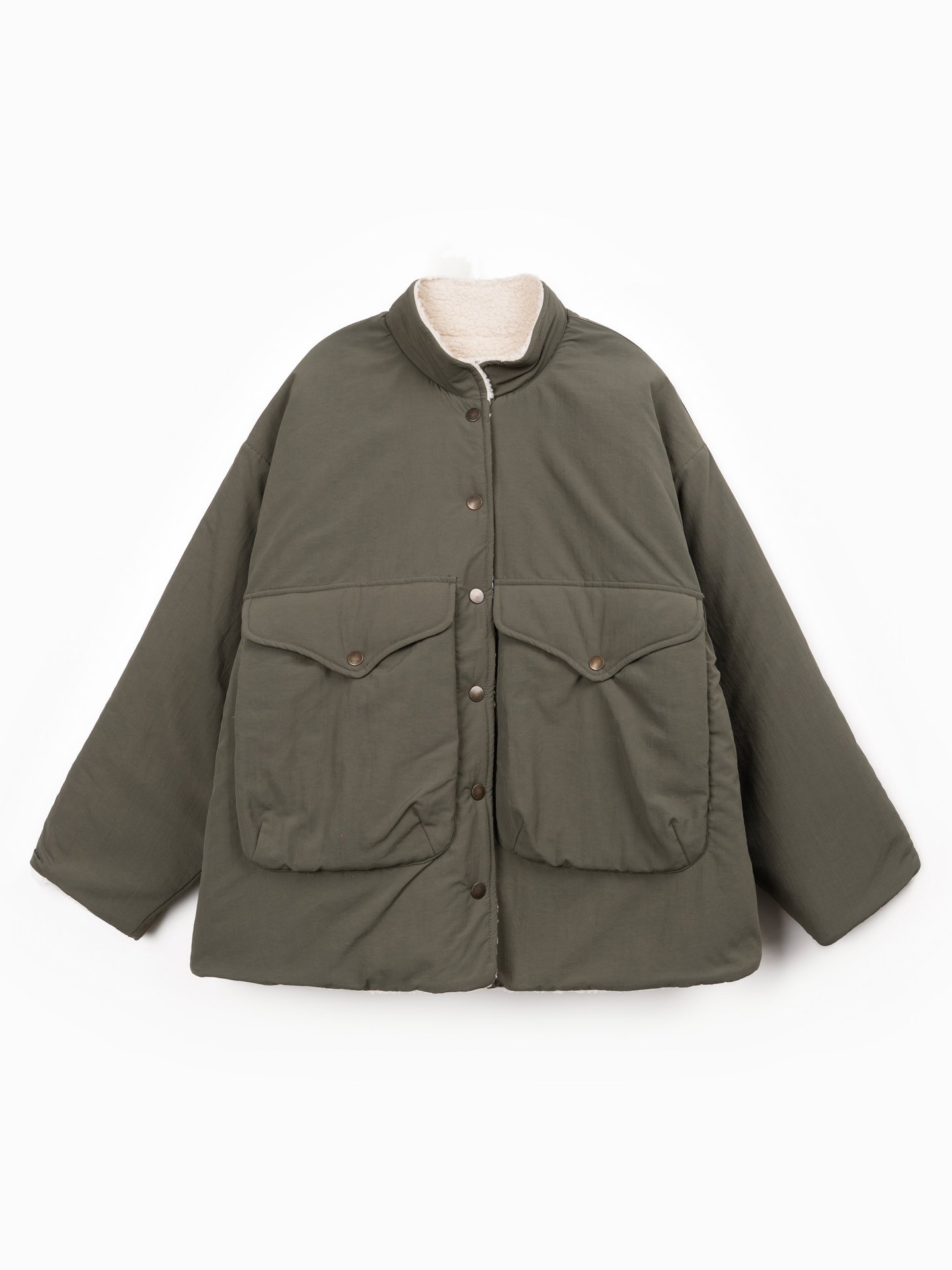 Parka with High Collar and Large Pockets
