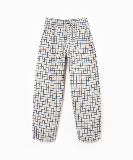 Cotton Check Pattern Trousers