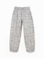 Woven trousers with adjustable waistband