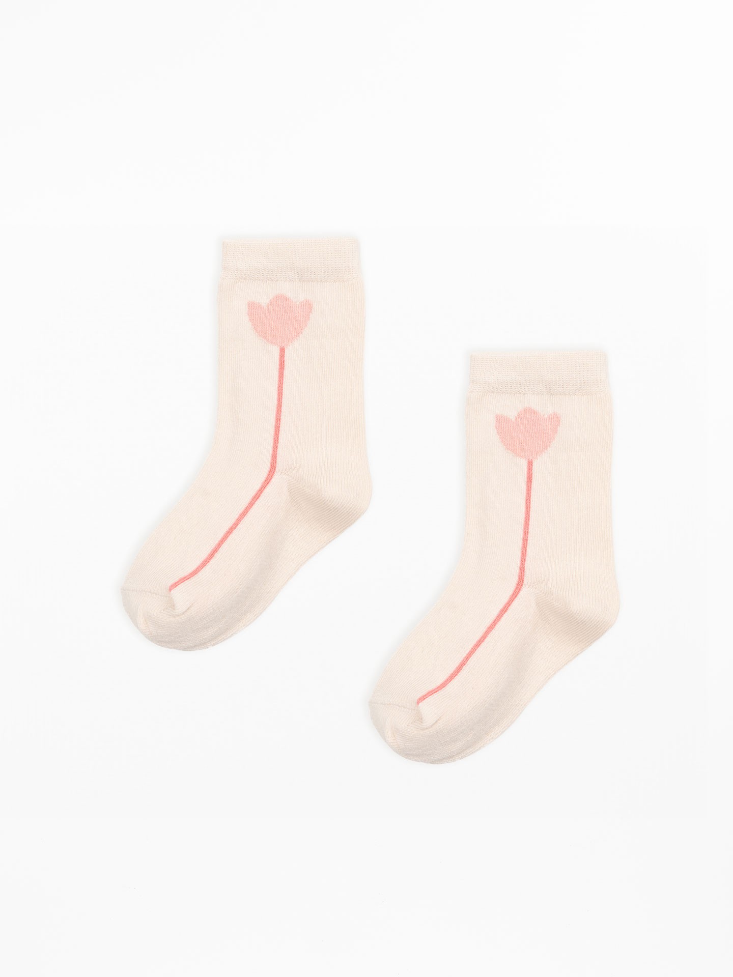 Meias jacquard com padr�o de flor