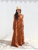 Vestido comprido sem mangas em algod�o org�nico