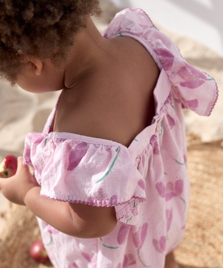 Vestido de tejido con estampado de tulipanes