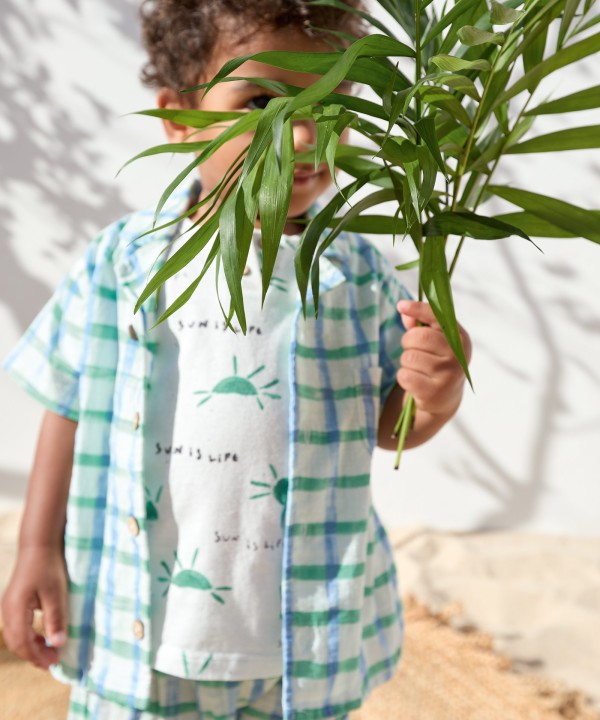 Camisa de tejido con fibras naturales