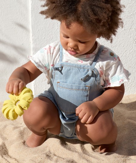 Denim jumpsuit with adjustable straps