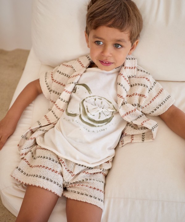 Camiseta de punto con mezcla de fibras naturales y recicladas