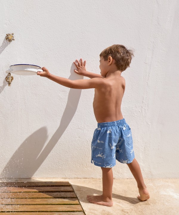 Short de bain imprimé soleil