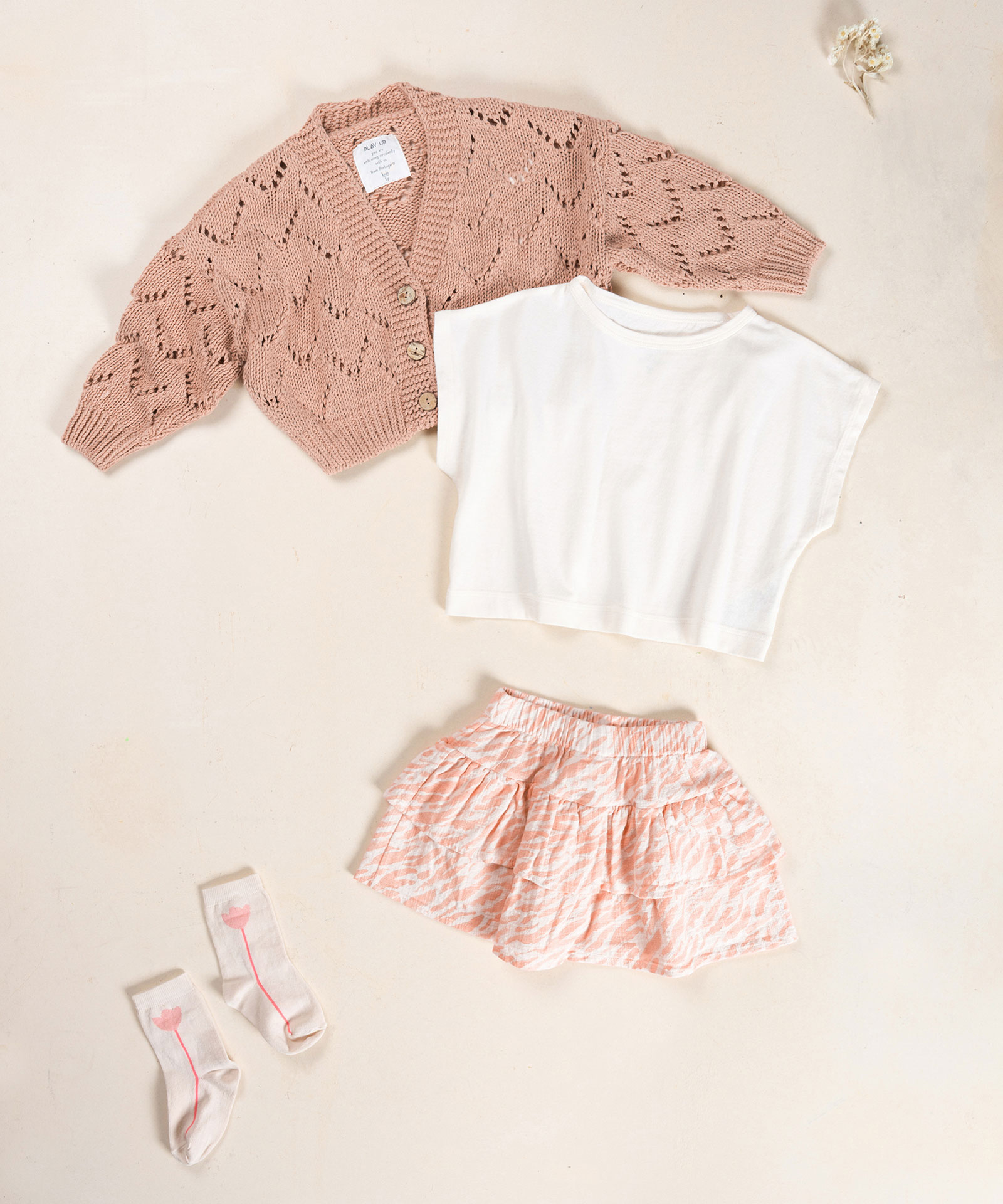 Skirt in organic cotton fabric with ruffles