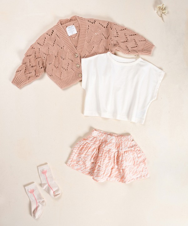 Skirt in organic cotton fabric with ruffles