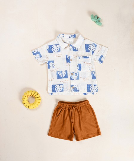 Pantaloncini in maglia con lino