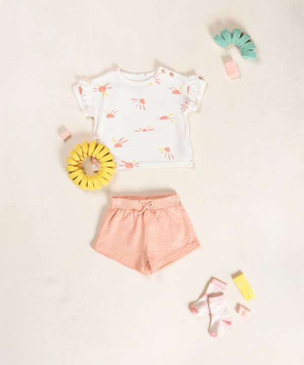 Pantaloncini con cintura elastica e fiocco decorativo