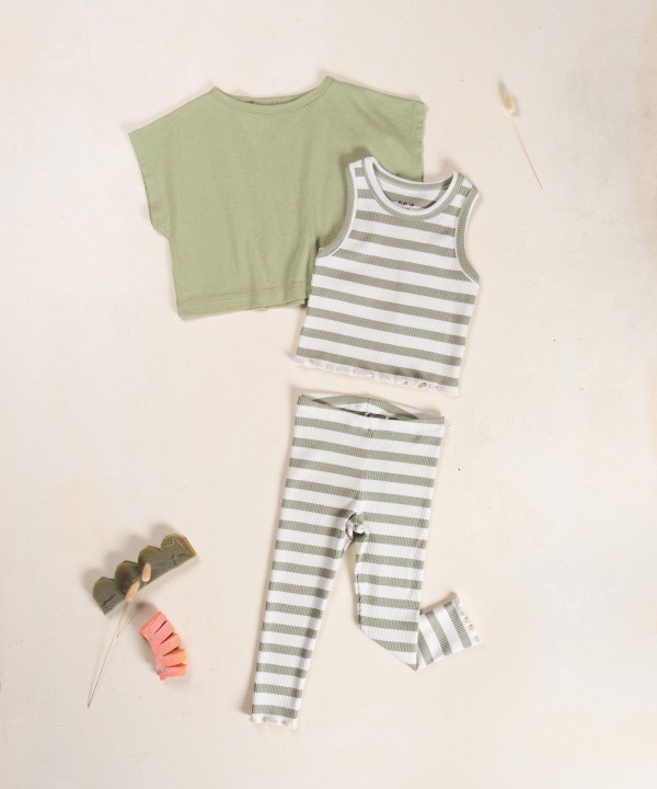 Striped leggings in cotton and modal blend