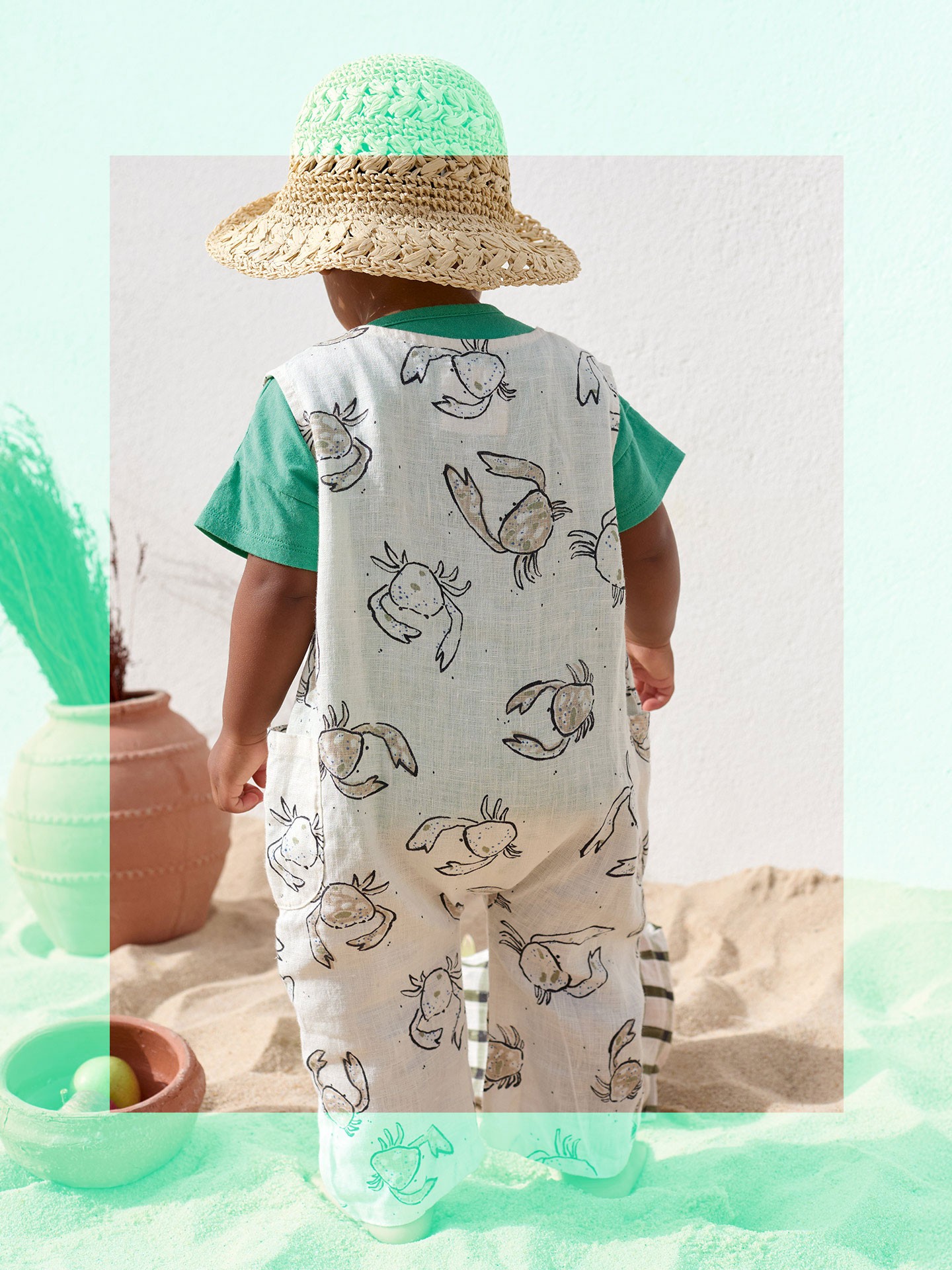 Linen jumpsuit with print